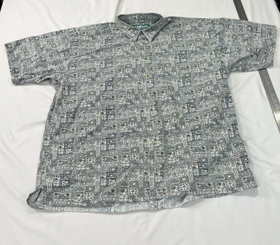 Camisa azteca hawaiana vintage Big Dog para hombre XL geométrica con botones informal Foto 1 de 4
