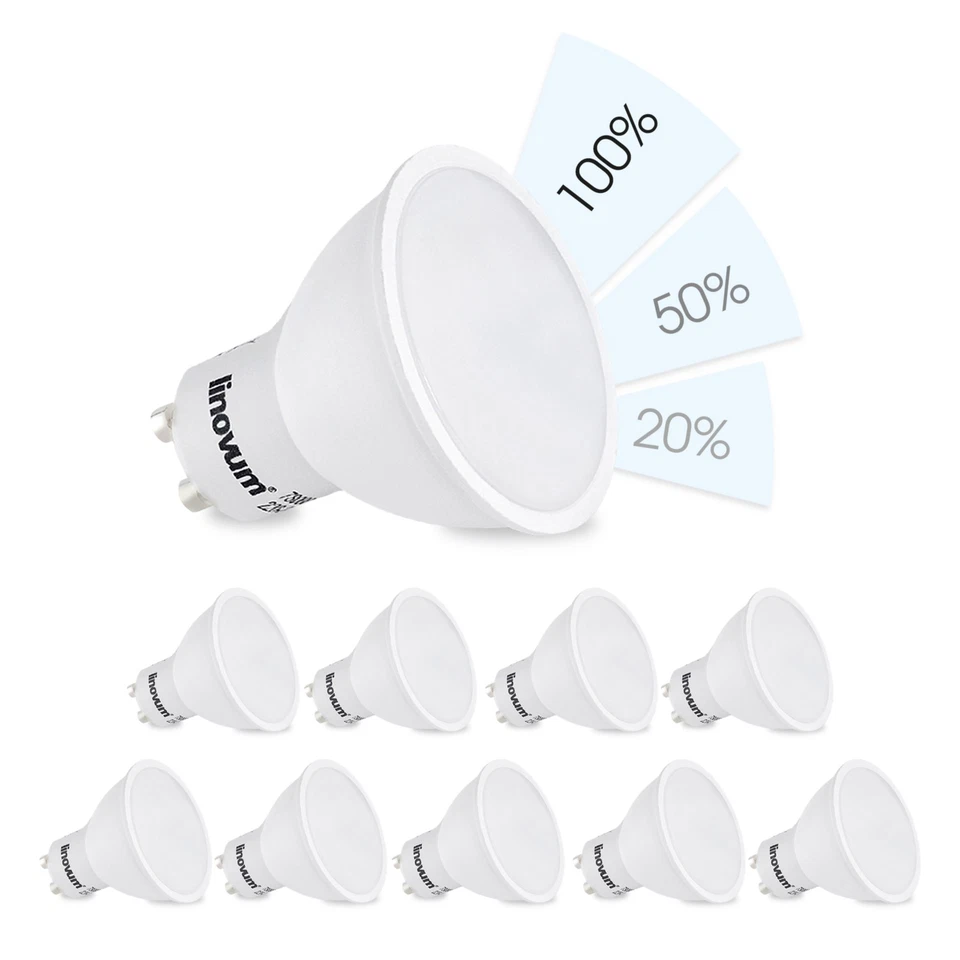 10 Stück linovum® 5W GU10 LED mit 4-Schritt-Dimmung 230V, neutralweiß, 110° - Bild 1 von 4