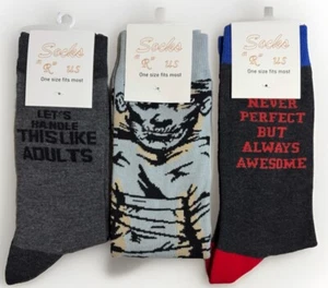 K. Bell/Socks R Us Fun Themed Designer Novelty Crew Sock Size 9-11 NEW LOT (3) - Picture 1 of 2