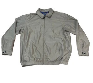 Chaps Mens Khaki Bomber Jacket Size 2XL XXL Beige Full Zip Lined Windbreaker Dad - Picture 1 of 15