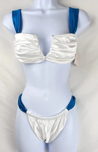 Divino Seas Ana de Bretaña Bikini Top (Medium) / Bottom (Small) -White/Blue -NWT - Picture 1 of 7