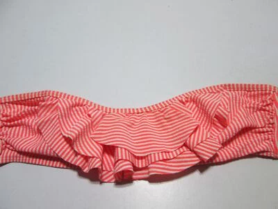 Top de bikini Abercrombie & Fitch para mujer talla M rosa bandeau sin forro con volantes a rayas Foto 1 de 4