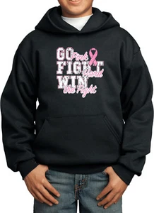 Kids Breast Cancer Hoodie Go Fight Win - Picture 1 of 10