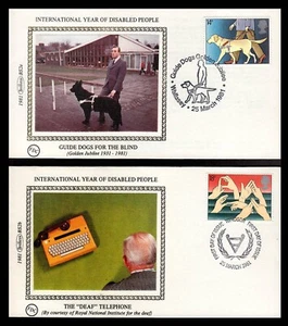 GREAT BRITAIN - 1981 INTERNATIONAL YEAR OF DISABLED PEOPLE - SET OF 4 Silk FDC - Picture 1 of 4