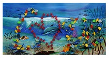 Vera V. Goncharenko- Original Painting on Cutout Steel and Board "Ocean Life"