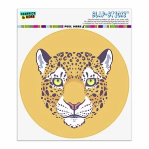 Gold Spotted Leopard Face Automotive Car Window Locker Circle Bumper Sticker - Picture 1 of 6