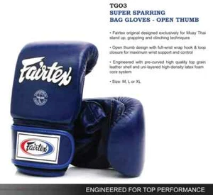 Fairtex SUPER SPARRING BAG GLOVES OPEN THUMB TGO3 7 DAYS MADE TO ORDER - Picture 1 of 41