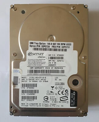 Hard Disk SCSI IBM FRU 32P0731 146.8GB 10K RPM 8MB UltraSCSI U320 3.5'' - Immagine 1 di 2