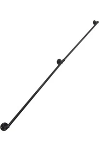 Barandilla de tubo negra rústica para escalera hágalo usted mismo con soportes de montaje en pared de 6,6 pies - Imagen 1 de 6