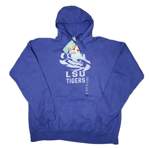 LSU Tigers Ring Spun Pullover Sweatshirt Hoodie XL Purple Blue Comfort Wash Cover
