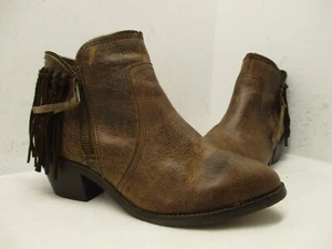 Botas de Vaquero Circle G Cuero Marrón Envejecido Cremallera Flecos Tobillo Talla 9 M Estilo P5121 - Imagen 1 de 9