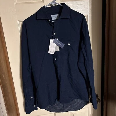 NWT Ledbury Fine Shirting Monroe Indigo Check Large/35 L/S Dress Shirt Slim Blue - Image 1 of 4