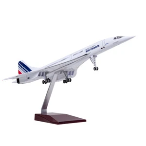 1/125 Air France Concorde Airplane Plane Model Display Toy w/ Sounds Light Stand - Picture 1 of 15