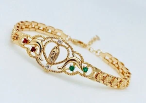 Pulsera Placa Dorada Virgen María Joyería para Mujer. Pulsera virgen de Guadalupe - Imagen 1 de 58