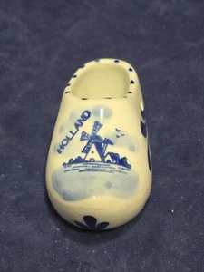 Mini Zapato Holandés Holanda Pintado a Mano Azul y Blanco Cerámica "Madera" - Imagen 1 de 8