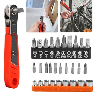 Right Angle Magnetic Screwdriver Mini Ratchet Wrench Drive with Screwdriver Bits - Picture 1 of 13