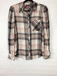 Blusa Vince Camuto para mujer talla pequeña con botones delanteros manga larga a cuadros nueva sin etiquetas  - Imagen 1 de 10