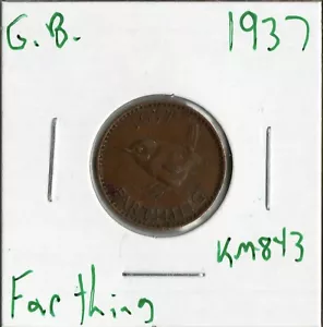 Coin Great Britain Farthing 1939 KM843, George VI - Picture 1 of 4