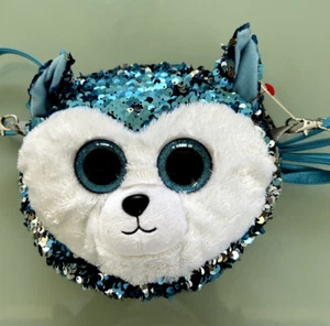 TY Beanie Babys Boos Flippables Slush Husky 9" Mode Pailletten Handtasche für Kinder - Bild 1 von 6