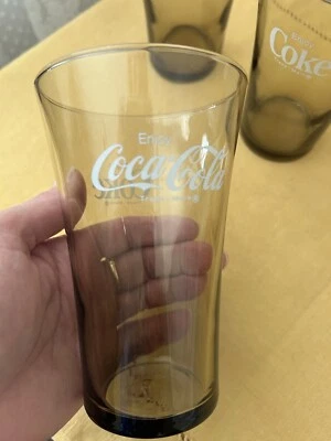 Juego de 5 vasos acampanados vintage Libbey de vidrio gris/humado de Coca-Cola/Coke, Foto 1 de 4