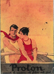 WERBUNG 1927 PROTON DUDOVICH SPORT RUDERN HERREN FRAU SONNENUNTERGANG MÜHE - Bild 1 von 1