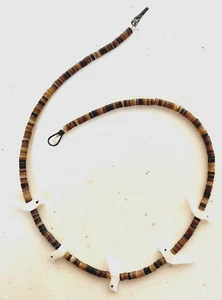 Native American Carved Shell Heishi & Bird Fetish Necklace/Choker 15-1/2" Long - Picture 1 of 8