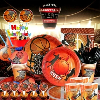 Basketball Tableware Party Supplies Plates Cups Sports Birthday Decoration - image 1 of 4