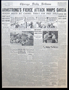 1938 Chicago Sports Section - Henry Armstrong Whips Garcia, Retains Boxing Title