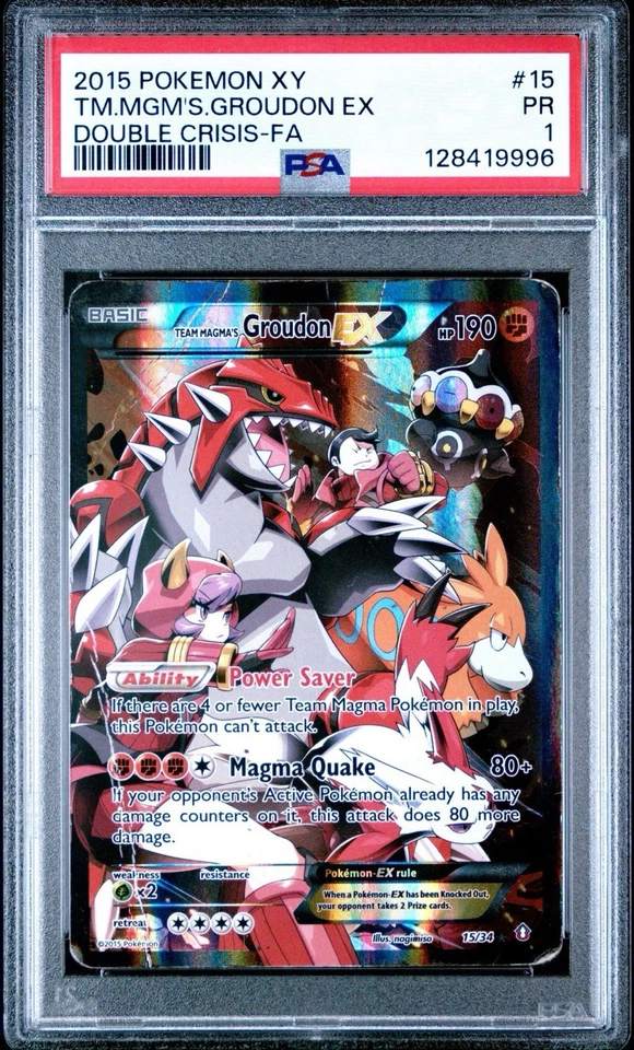 2015 POKEMON XY DOUBLE CRISIS #15 FULL ART/TEAM MAGMA'S GROUDON EX PSA 1 💎💎 - Image 1 of 1