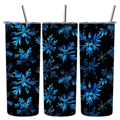 Christmas Blue Snowflake Winter Holiday Snow 20oz Tumbler Insulated Travel Mug - Image 1 of 3