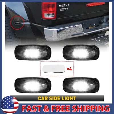 Luz LED 4X para 03-09 Dodge Ram 3500 marcador lateral fumê branco cama dupla - Imagem 1 de 4