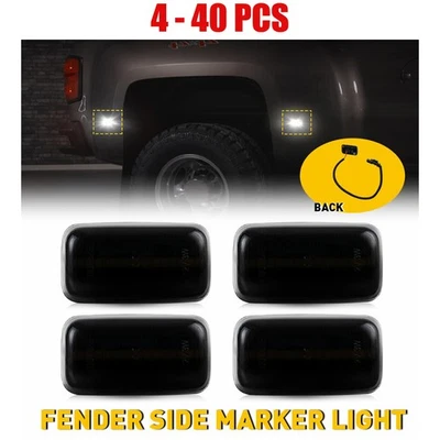 Fit 2015-23 GMC Sierra 3500HD Dually Bed 4-40X LED luz de para-lama traseira fumaça branca - Imagem 1 de 4