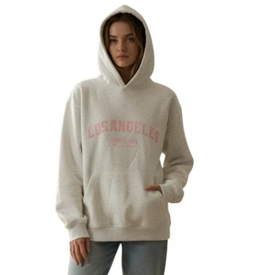 White Fox Hoodie Womens S/M Grey Marle Decade Classics Los Angeles Oversized - Image 1 of 4