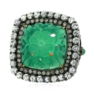 Anillo de compromiso vintage para boda ónix diamante zafiro oro 18k plata - Imagen 1 de 6