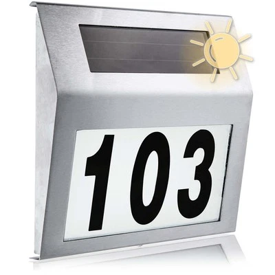 GOODS & GAGDETS GMBH Solar LED Hausnummerleuchte beleuchtet mit LED Hausnummer Beleuchtung Edelstahl