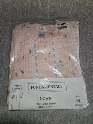 NUEVO Camisón Largo Vintage SEARS Fundamentals Algodón Franela Abuela Talla M Rosa Foto 1 de 4