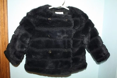 Abrigo Corto Janie and Jack 6-12 Mos Vacaciones de Invierno Canal Negro Piel Sintética Usado en Excelente Condición Foto 1 de 3