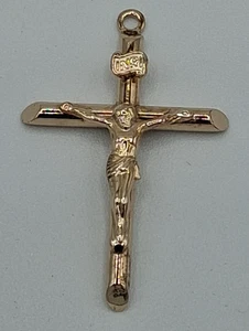 Colgante Cruz Crucifijo Plata de Ley 925 Tono Oro 1 1/4" x 7/8" - Imagen 1 de 3