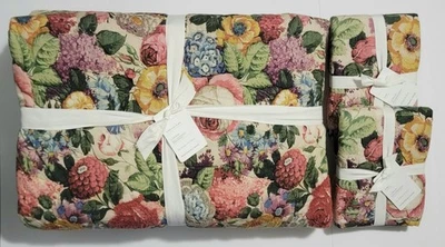 Pottery Barn Lorain King Cal King Quilt + 2 King Pillow Shams Set Floral NEW NWT - Image 1 of 4