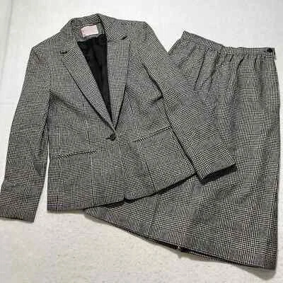 Pendleton Woolen Mills Women's Houndstooth Blazer (Sz 6) A-Line Skirt (Sz 4) Set - Image 1 of 4