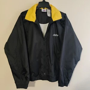 Vintage Rawlings Windbreaker Jacket Black Size Large Baseball Full Zip Lined - Picture 1 of 12