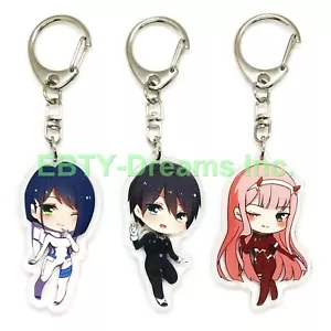 Set of 3 Darling In The FranXX Anime Acrylic Keychain Zero Two, Ichigo, Hiro v1 - Picture 1 of 2