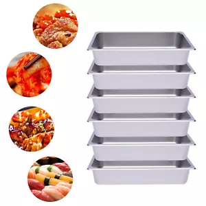 PACK de 6 bandejas comerciales para mesa de vapor de acero inoxidable de tamaño completo de 4" de profundidad - Imagen 1 de 13