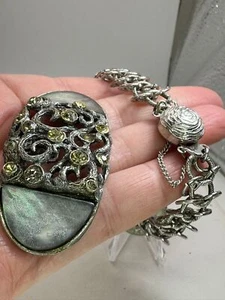 Lot of 2 MUSI Shoe Clip Abalone Vintage Bracelet Silver TOne M-5172 - Picture 1 of 5