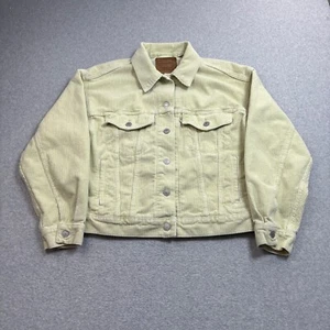 Levis Premium Jacket Women Small Green Corduroy Retro Button Boho Rock Grunge - Picture 1 of 10