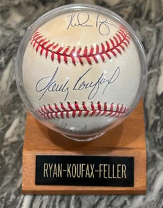 Sandy Koufax, Nolan Ryan & Bob Feller Signed Official National League Baseball - Picture 1 of 9