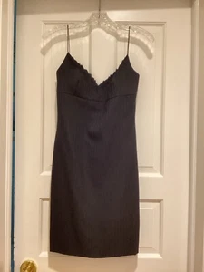 Richard Tyler Couture Vintage Black Pin Stripe  Mini Dress Size 4 - Picture 1 of 6