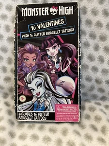 Monster High - 16 Valentines With 16 Glitter Bracelet Tattoos - Valentine's Day - Picture 1 of 2