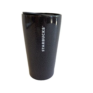 Starbucks 2021 Fall Crackle Black & White Ceramic 12 oz Tumbler Cup w/ Lid NWT - Picture 1 of 3