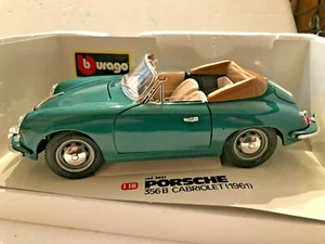 1961 Porsche 356 CABRIOLET VON BBURAGO DUNKEL metallicgrün 1:18 MASSSTAB - Bild 1 von 5